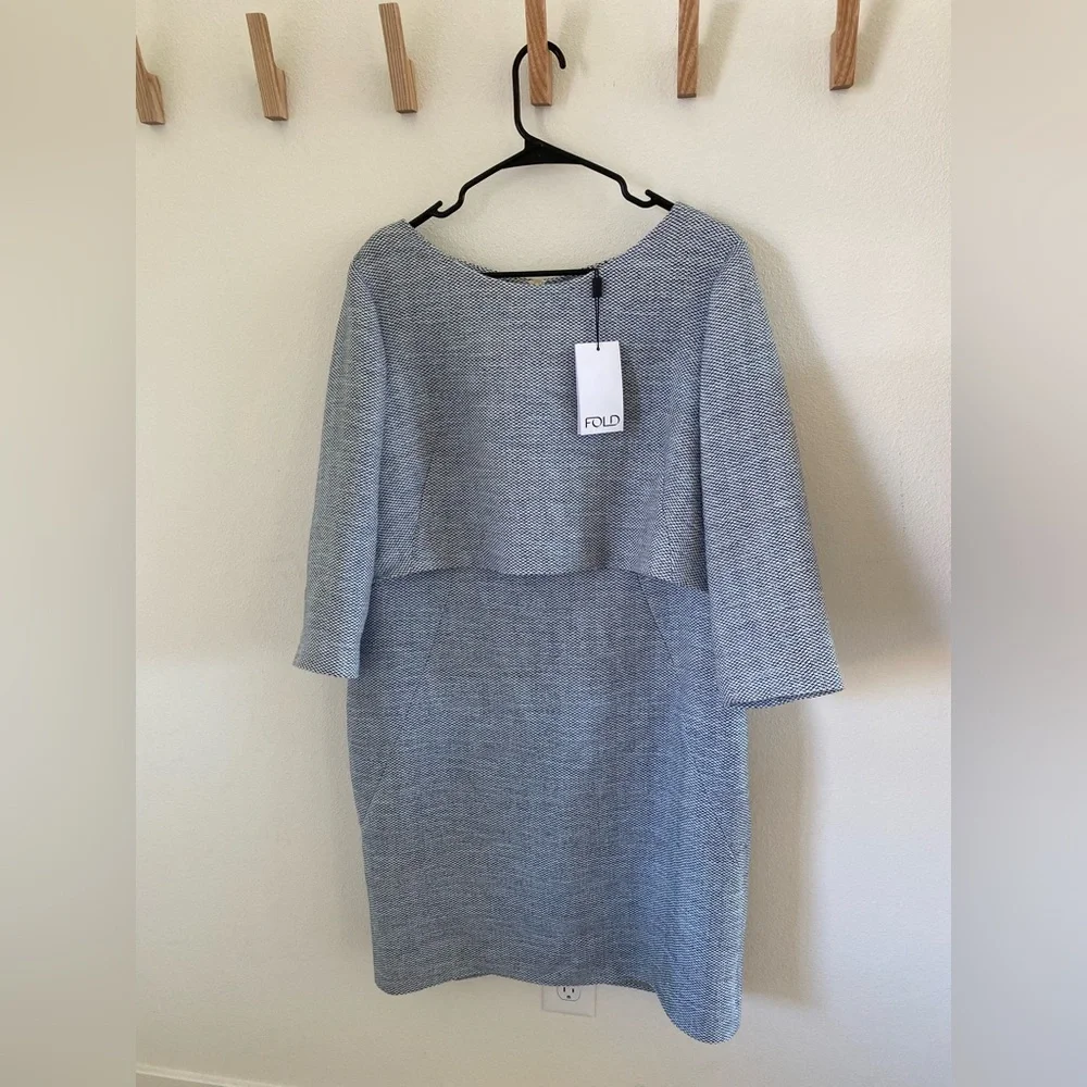 Light Blue Tweed Two-Piece Sheath Dress - Picture 3 of 6